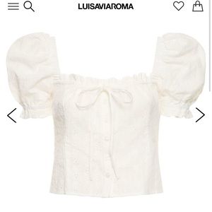 Weworewhat Cotton eyelet lace puff sleeve top